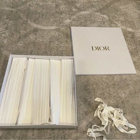 Dior Shoe Box Dust Bag Packaging Set Dway Slide Boxes Ribbon Gift Bundle French - Picture 5 of 5